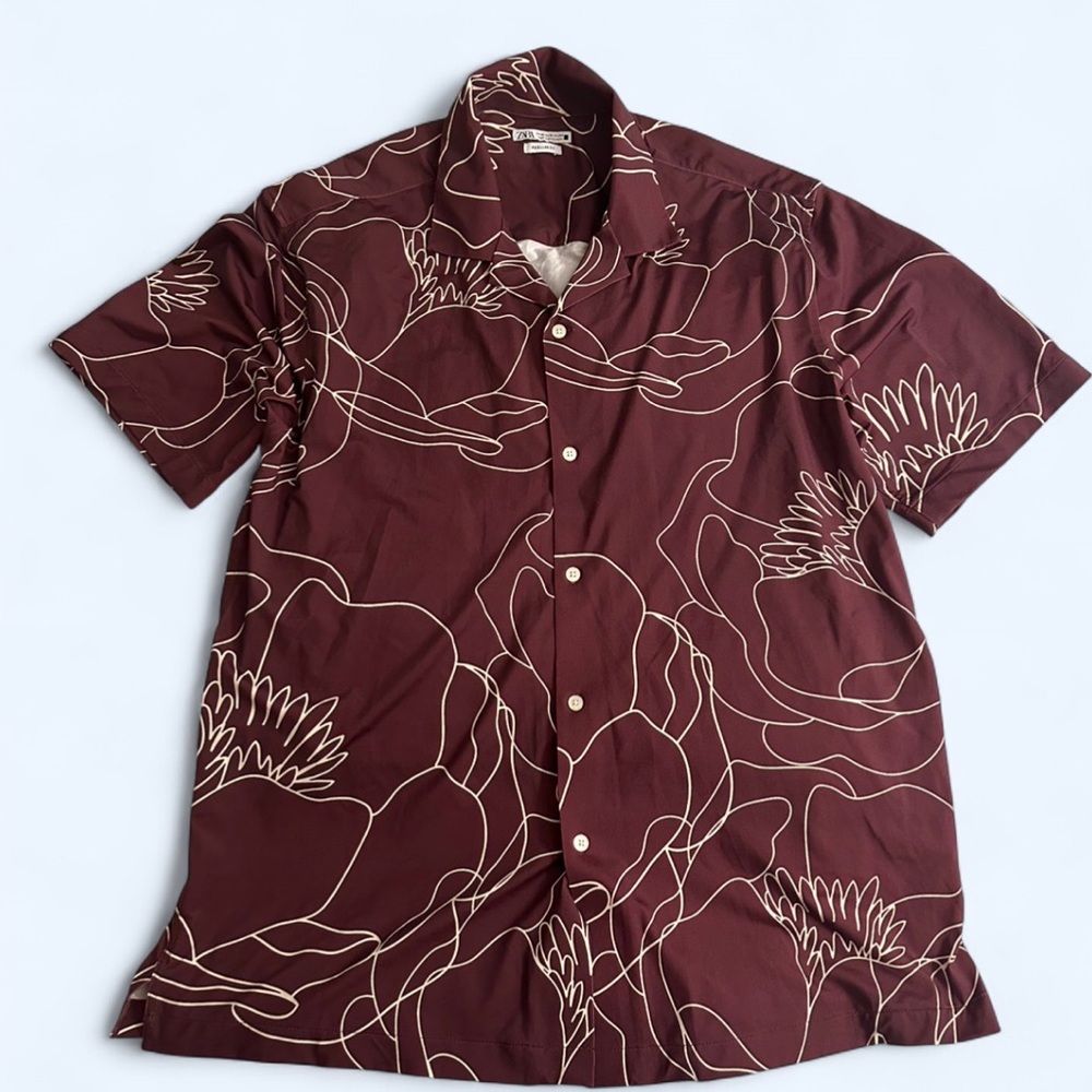 Zara Cuban Patterned Shirt, Size XL
